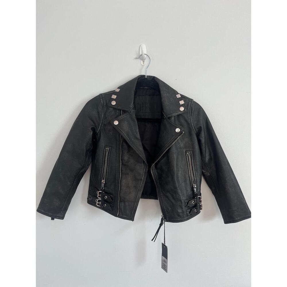 Diesel Moto Jacket Kids No Size Black Faux Leather Buckle‎ Trim Biker Style